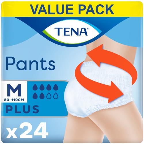Tena Value Pack Pants Plus Άνετα & Αξιόπιστα Εσώρουχα μιας Χρήσης για Μέτρια προς Βαριά Μορφή Ακράτειας 24 Τεμάχια - Medium 80-110cm
